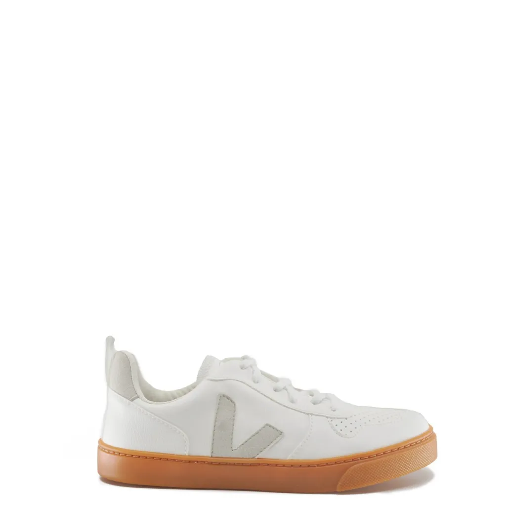 Veja White Lace-up Sneaker with Natural Sole Fashion