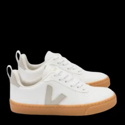 Veja White Lace-up Sneaker with Natural Sole Fashion