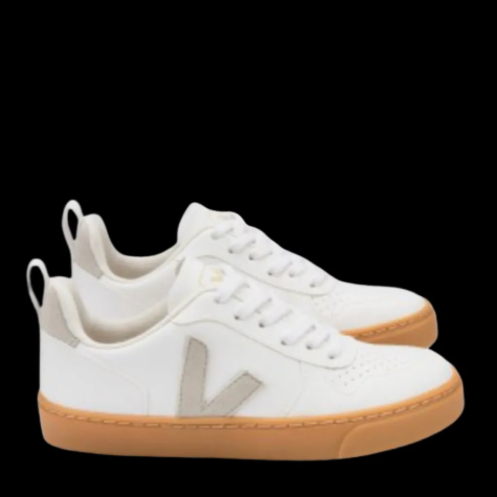 Veja White Lace-up Sneaker with Natural Sole Fashion