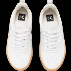 Veja White Lace-up Sneaker with Natural Sole Fashion